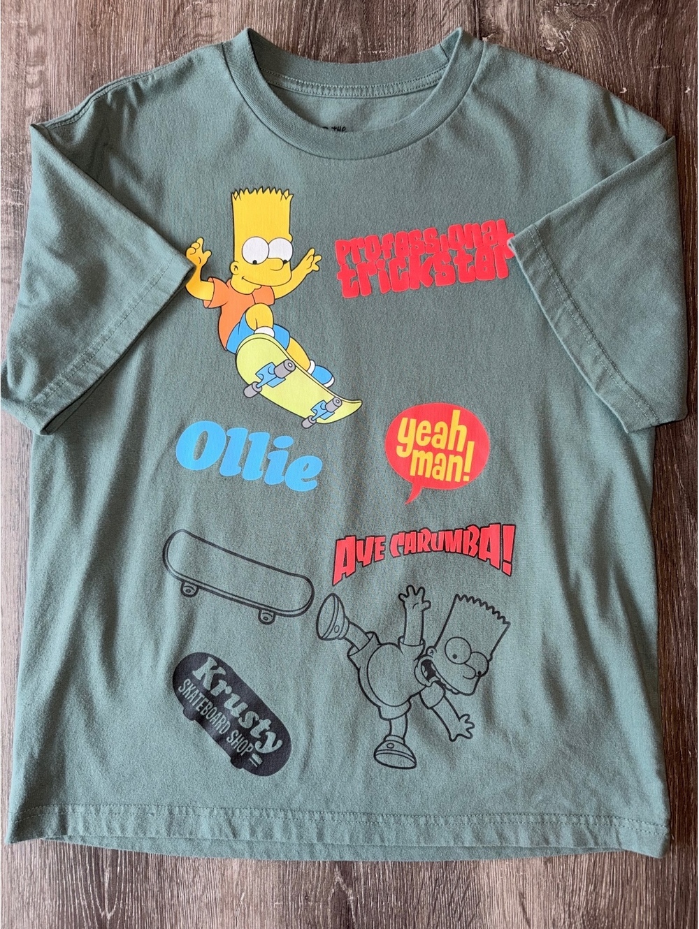 The Simpsons Bart Simpson Professor Trickster Skateboard Graphic T-Shirt Men’s M